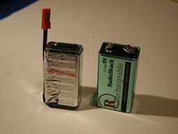 Radio Shack 150mAh NiMh battery pack with case removed